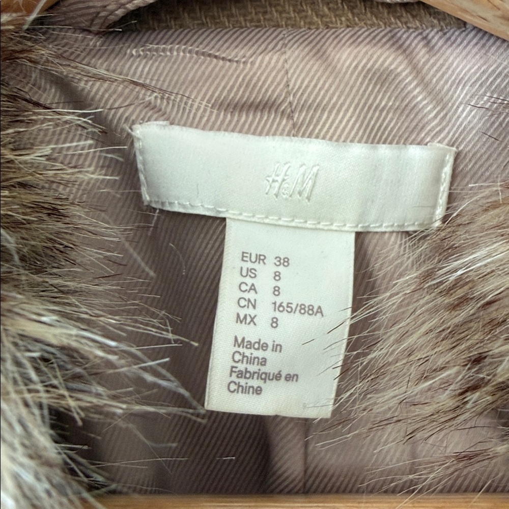 H&M Tan Teddy Jacket with Faux Fur Collar - Picture 2 of 6